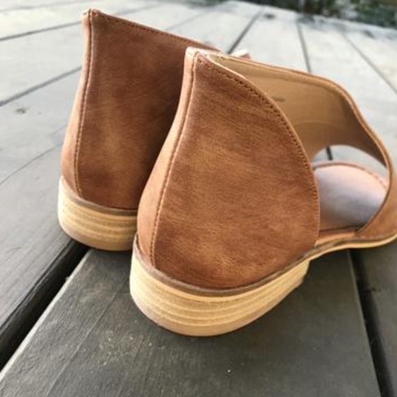 Open Toe Side Cutout Sandals in Cognac - Picture 3 of 3